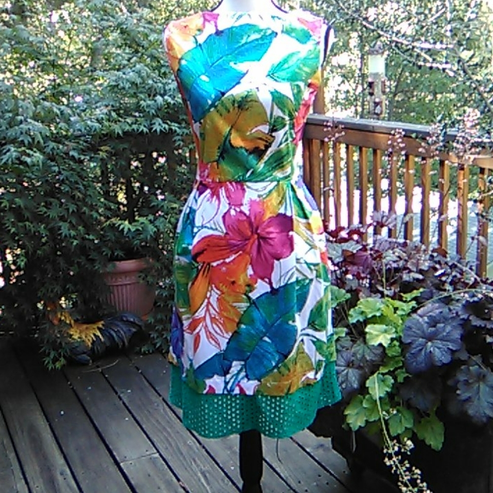 Spense Tropical Inspired Bordered Dress